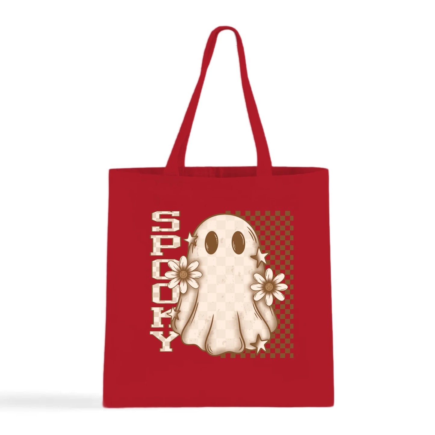 Spooky Checkered Ghost Tote Bag