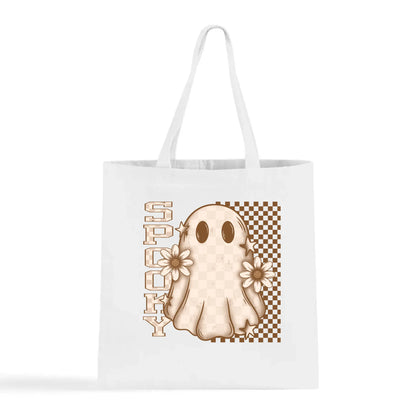 Spooky Checkered Ghost Tote Bag