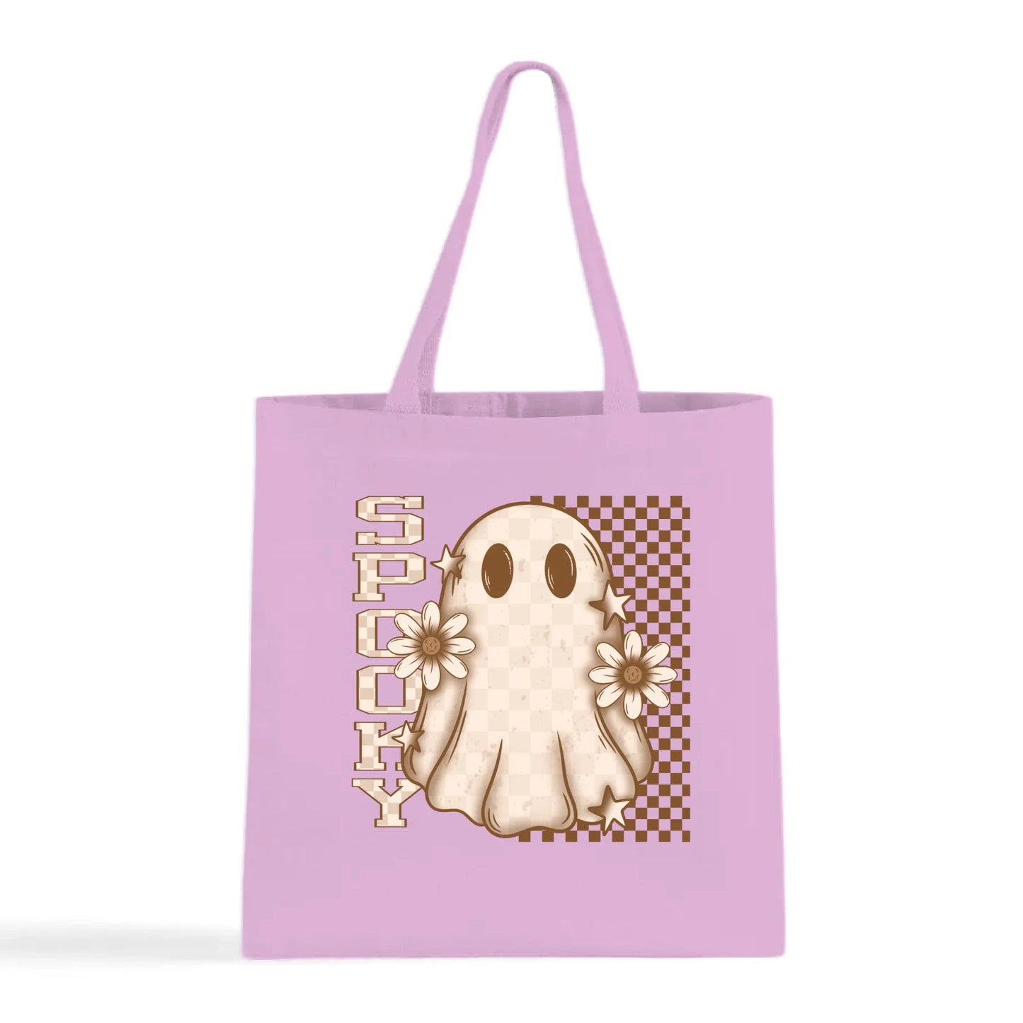Spooky Checkered Ghost Tote Bag