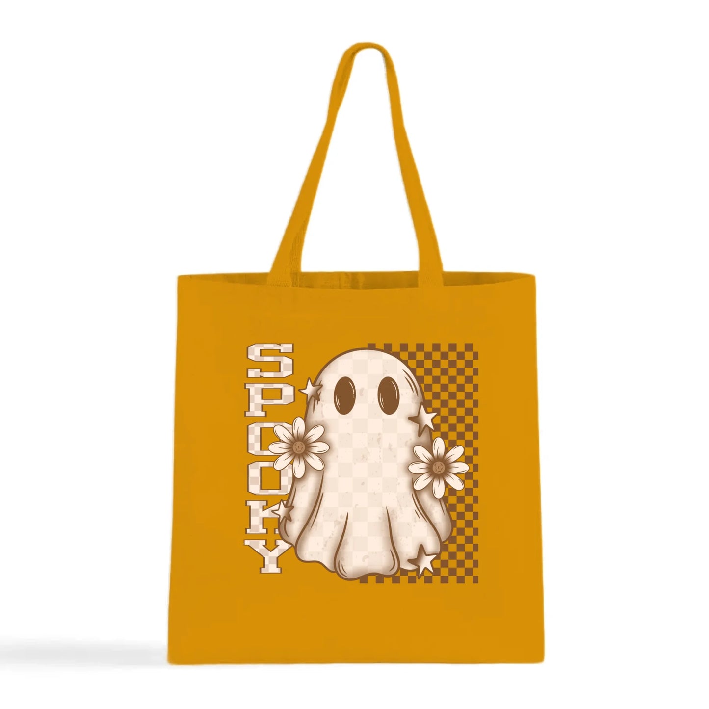 Spooky Checkered Ghost Tote Bag