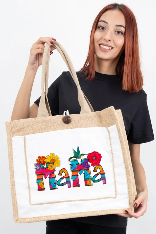 Vibrant Floral Serape Mama Tote Bag