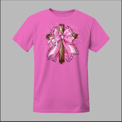 Faith Over Fear – Pink Ribbon Cross Tee