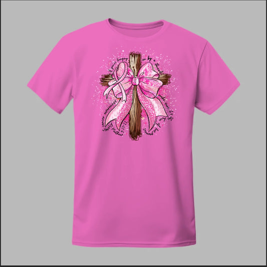 Faith Over Fear – Pink Ribbon Cross Tee