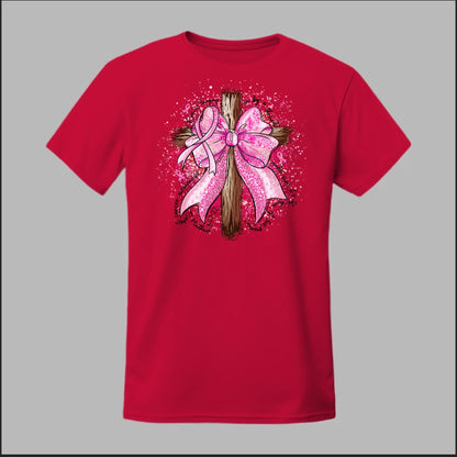 Faith Over Fear – Pink Ribbon Cross Tee