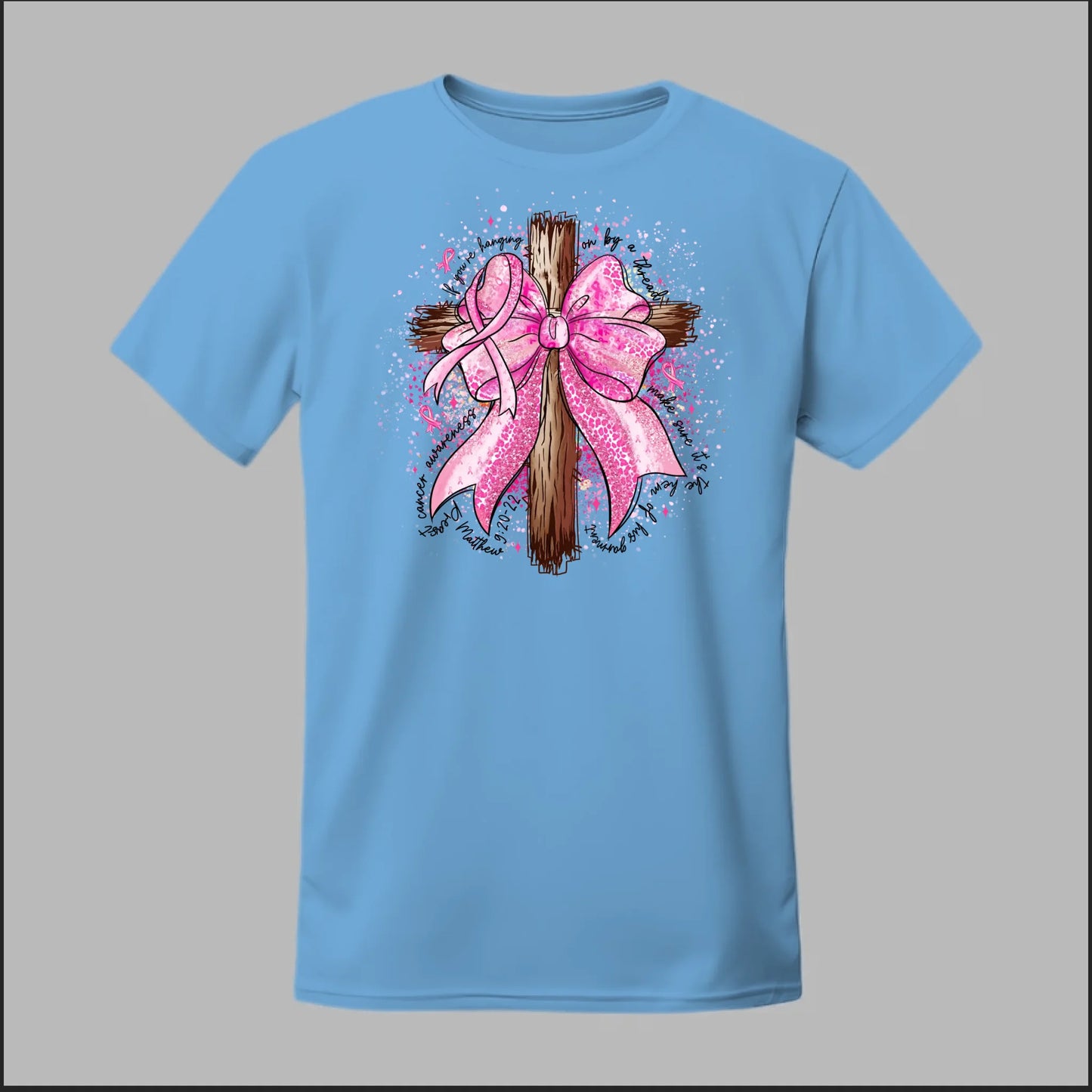 Faith Over Fear – Pink Ribbon Cross Tee