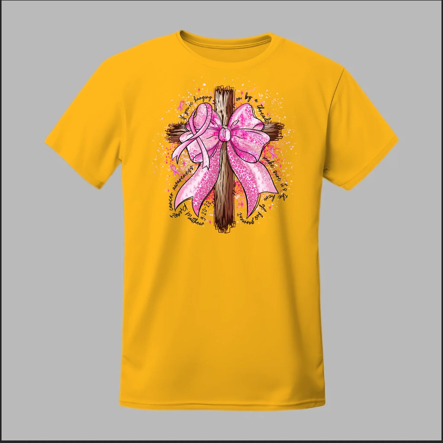 Faith Over Fear – Pink Ribbon Cross Tee