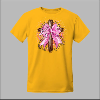 Faith Over Fear – Pink Ribbon Cross Tee