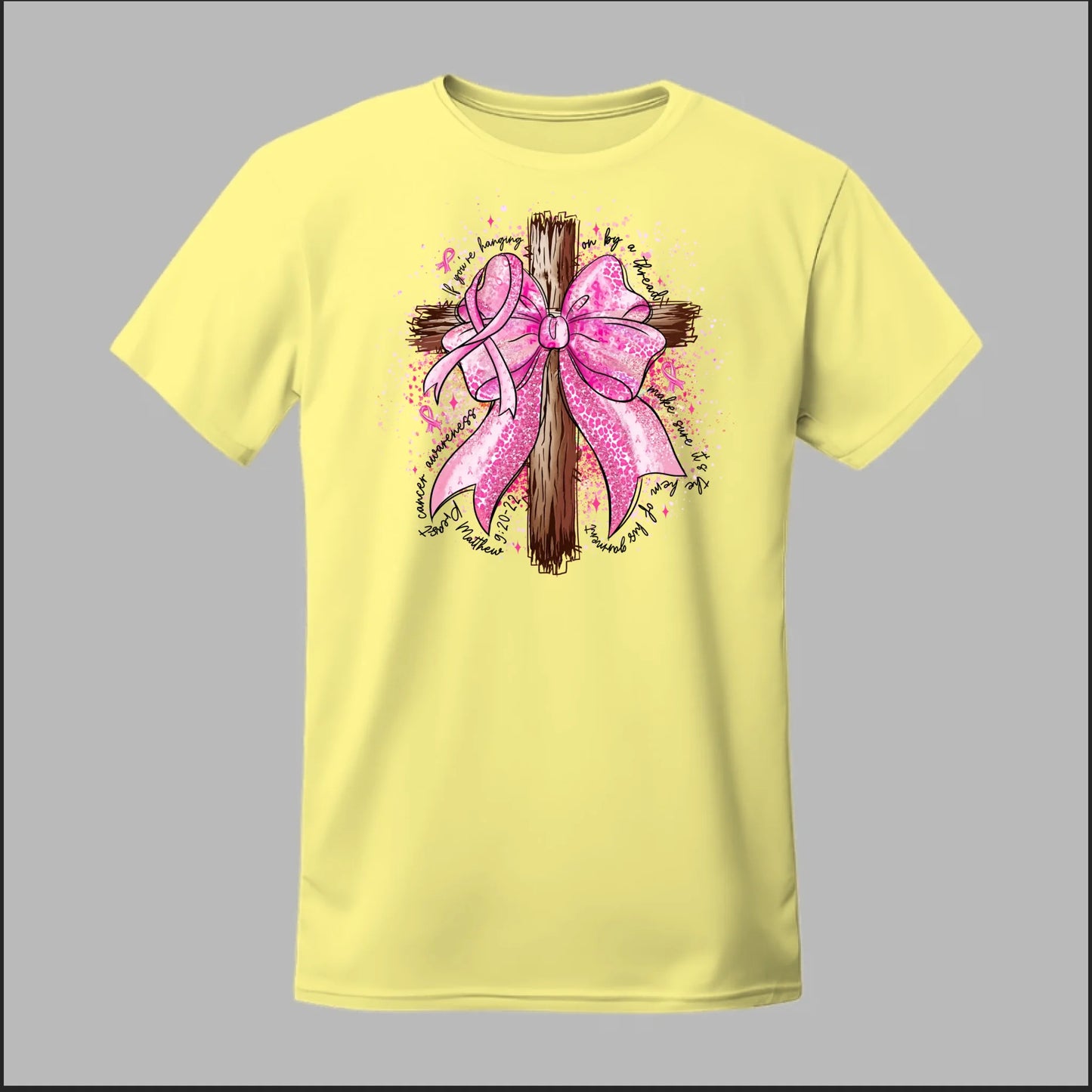 Faith Over Fear – Pink Ribbon Cross Tee