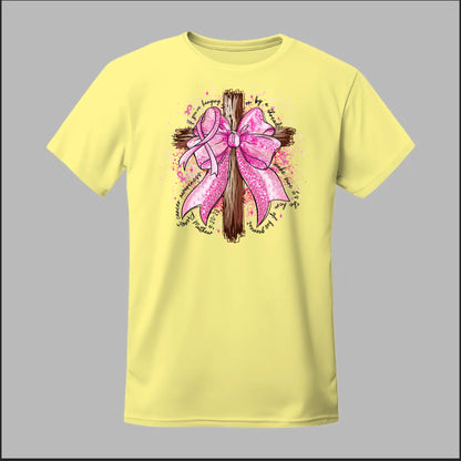 Faith Over Fear – Pink Ribbon Cross Tee
