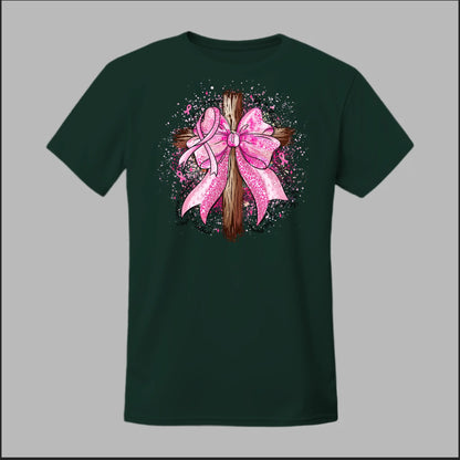 Faith Over Fear – Pink Ribbon Cross Tee