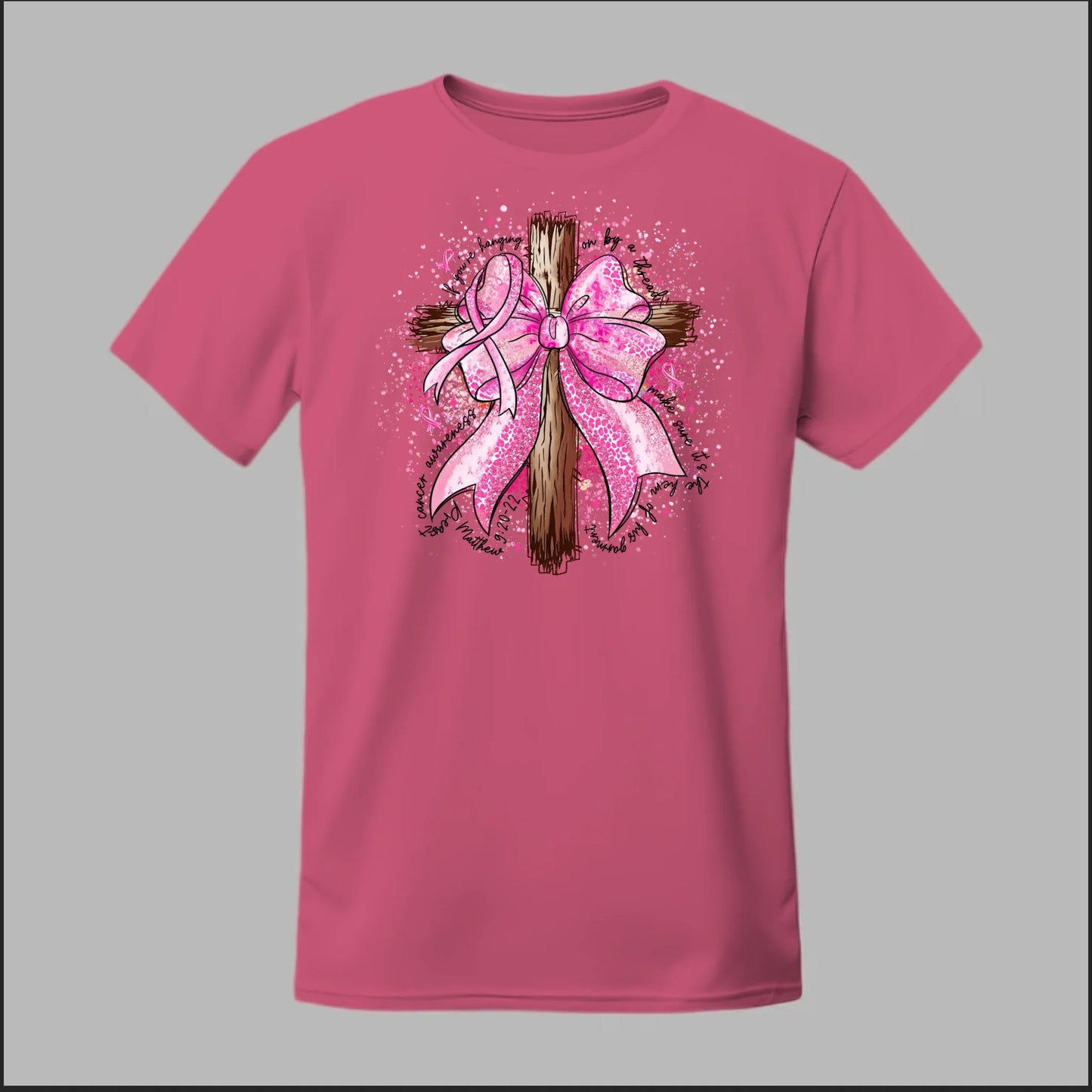 Faith Over Fear – Pink Ribbon Cross Tee