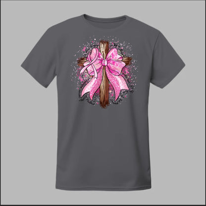 Faith Over Fear – Pink Ribbon Cross Tee