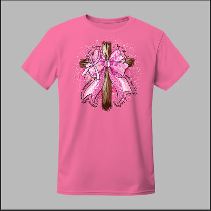 Faith Over Fear – Pink Ribbon Cross Tee