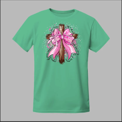 Faith Over Fear – Pink Ribbon Cross Tee