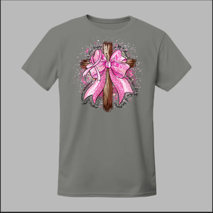 Faith Over Fear – Pink Ribbon Cross Tee