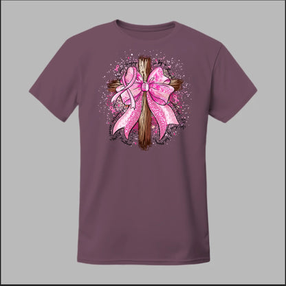 Faith Over Fear – Pink Ribbon Cross Tee