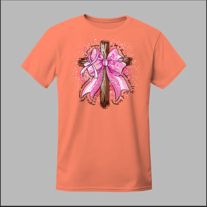 Faith Over Fear – Pink Ribbon Cross Tee