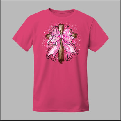 Faith Over Fear – Pink Ribbon Cross Tee