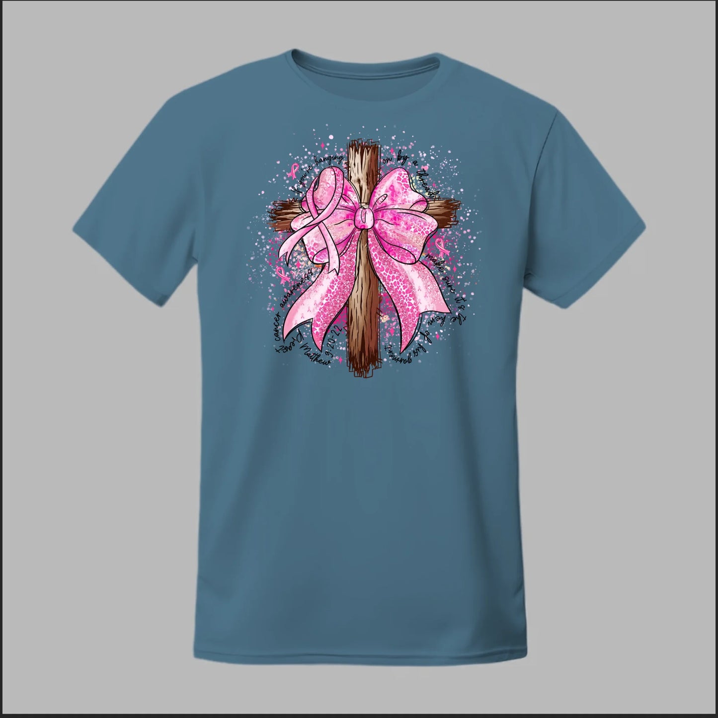Faith Over Fear – Pink Ribbon Cross Tee