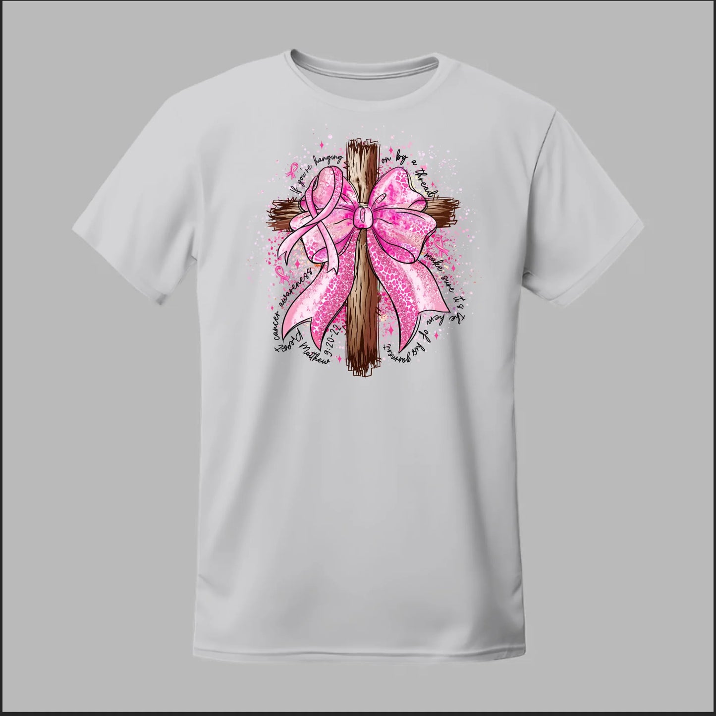 Faith Over Fear – Pink Ribbon Cross Tee
