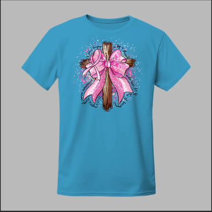 Faith Over Fear – Pink Ribbon Cross Tee