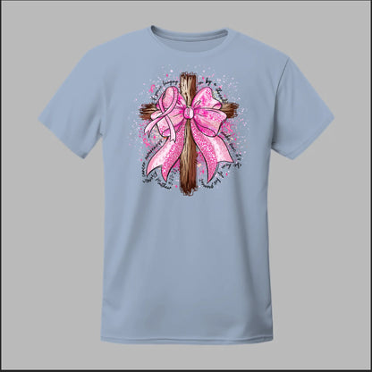 Faith Over Fear – Pink Ribbon Cross Tee