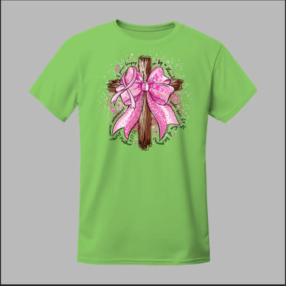 Faith Over Fear – Pink Ribbon Cross Tee
