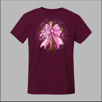 Faith Over Fear – Pink Ribbon Cross Tee