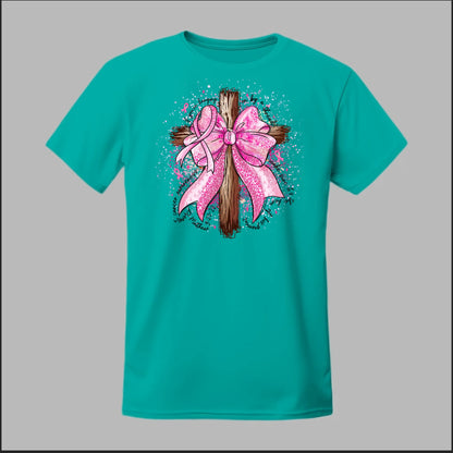 Faith Over Fear – Pink Ribbon Cross Tee