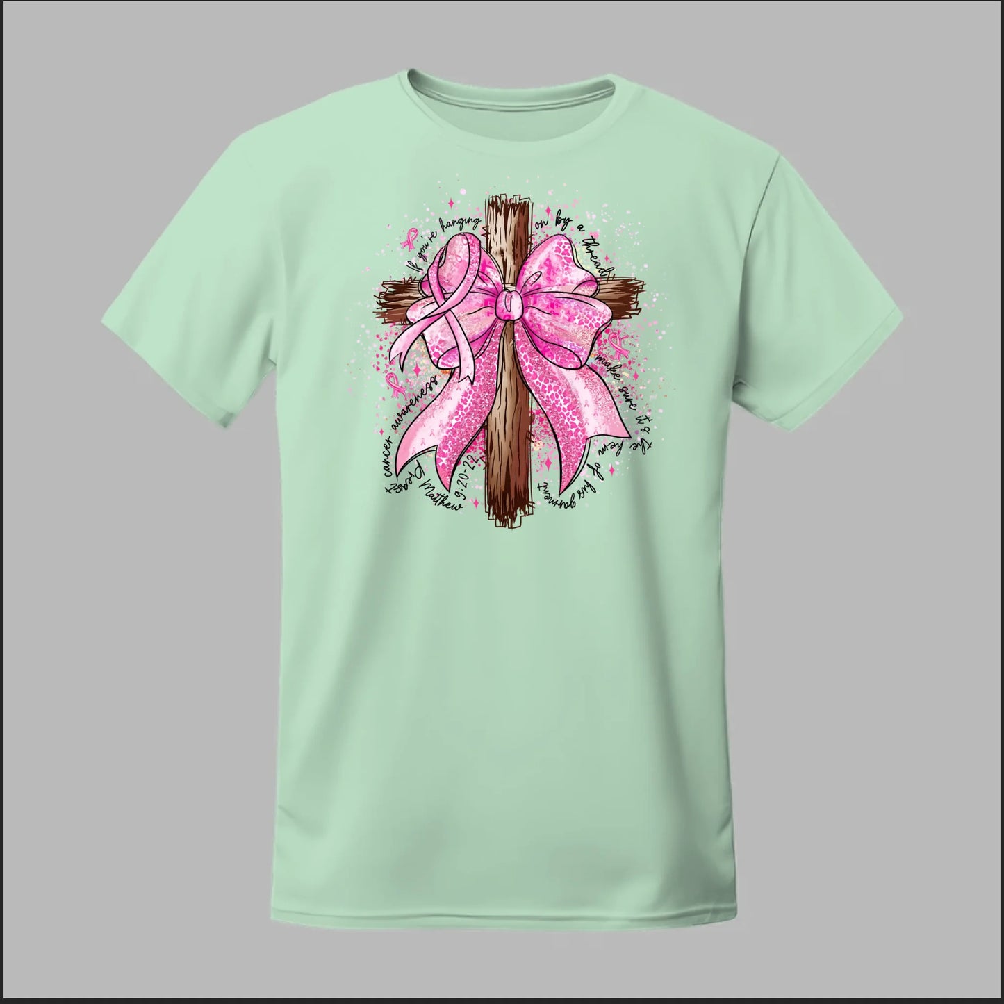 Faith Over Fear – Pink Ribbon Cross Tee
