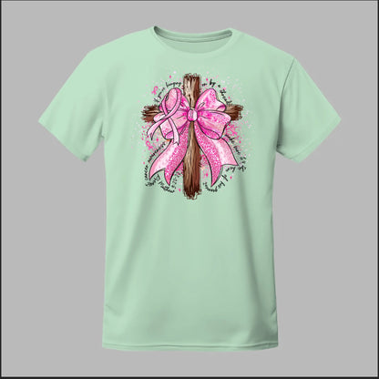 Faith Over Fear – Pink Ribbon Cross Tee