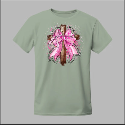 Faith Over Fear – Pink Ribbon Cross Tee