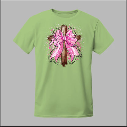 Faith Over Fear – Pink Ribbon Cross Tee