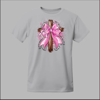 Faith Over Fear – Pink Ribbon Cross Tee