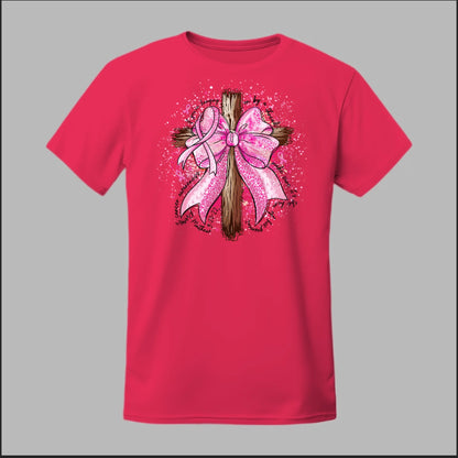 Faith Over Fear – Pink Ribbon Cross Tee