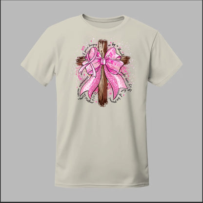Faith Over Fear – Pink Ribbon Cross Tee