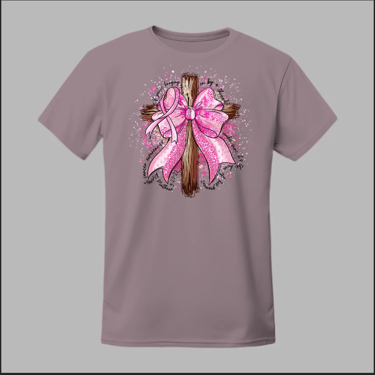 Faith Over Fear – Pink Ribbon Cross Tee