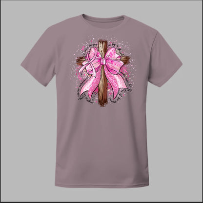 Faith Over Fear – Pink Ribbon Cross Tee