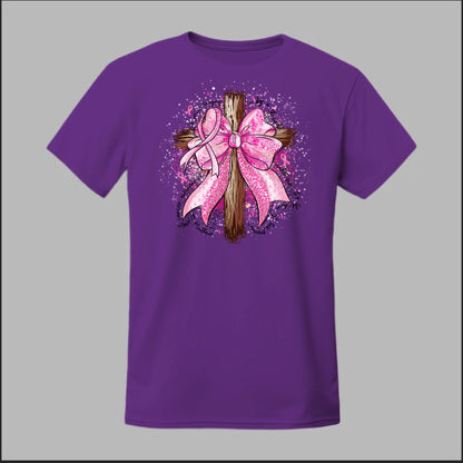 Faith Over Fear – Pink Ribbon Cross Tee