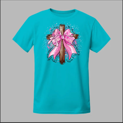 Faith Over Fear – Pink Ribbon Cross Tee
