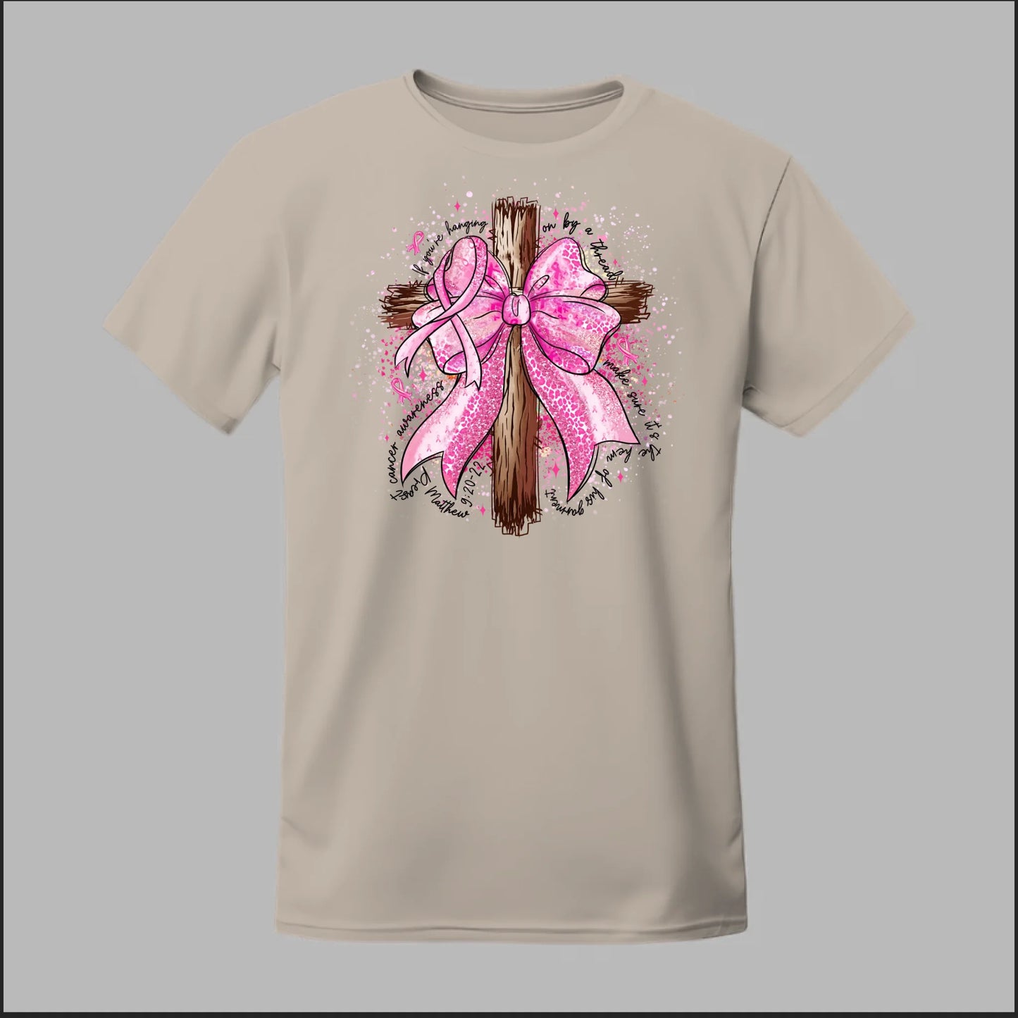 Faith Over Fear – Pink Ribbon Cross Tee