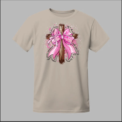 Faith Over Fear – Pink Ribbon Cross Tee