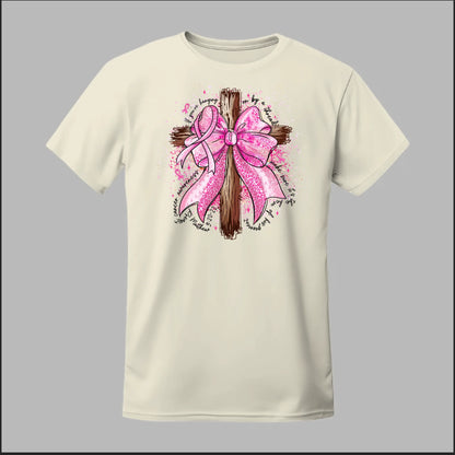 Faith Over Fear – Pink Ribbon Cross Tee