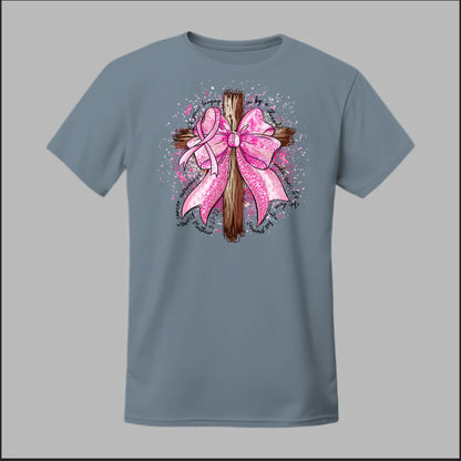 Faith Over Fear – Pink Ribbon Cross Tee