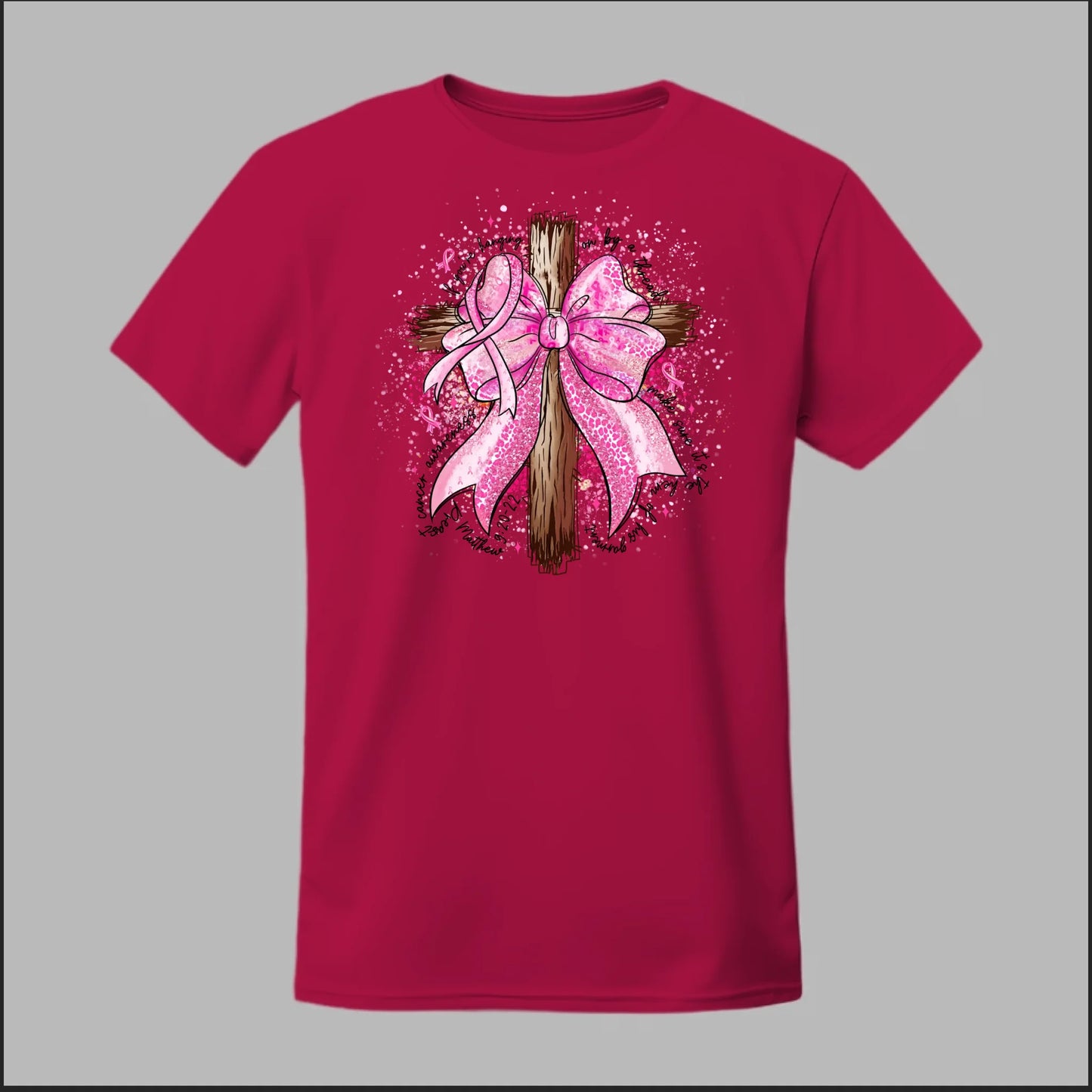 Faith Over Fear – Pink Ribbon Cross Tee