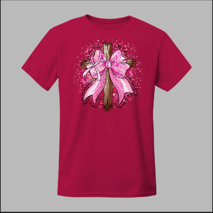 Faith Over Fear – Pink Ribbon Cross Tee