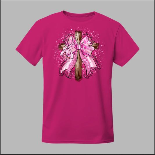 Faith Over Fear – Pink Ribbon Cross Tee