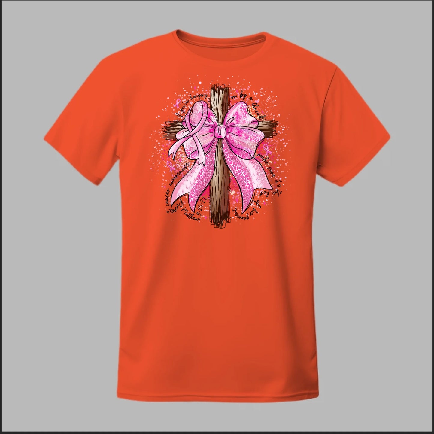 Faith Over Fear – Pink Ribbon Cross Tee