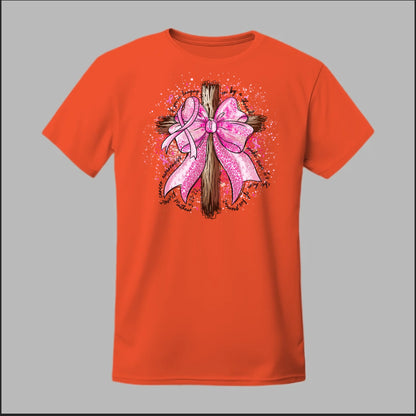 Faith Over Fear – Pink Ribbon Cross Tee