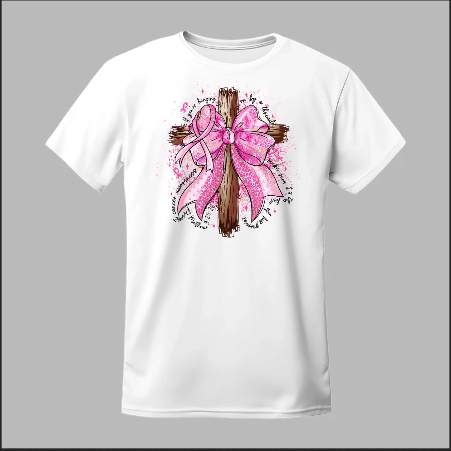 Faith Over Fear – Pink Ribbon Cross Tee